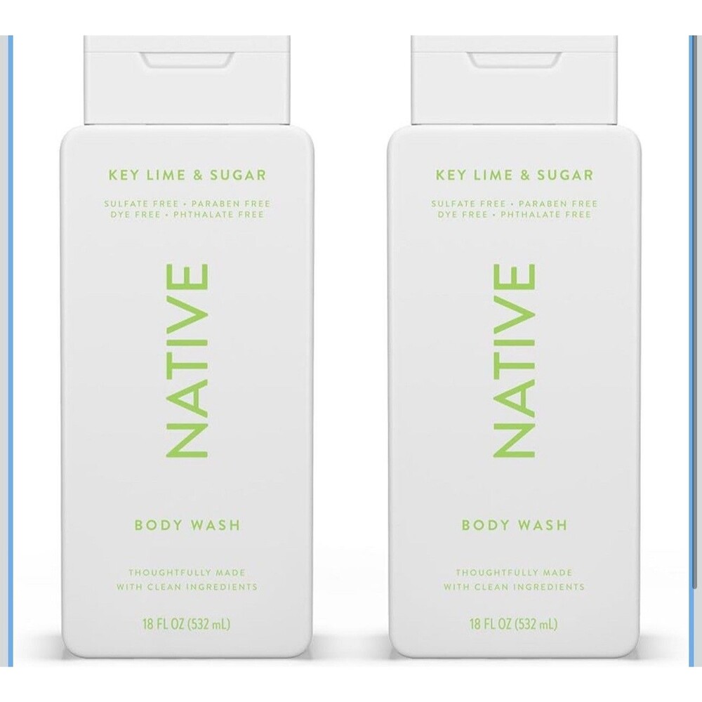 Native Body Wash 2 Pack Key Lime & Sugar 18 oz, Sulfate & Paraben Free PH balanc